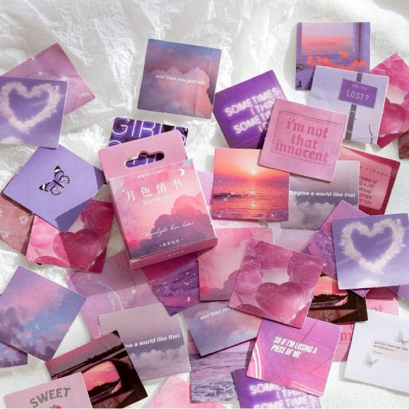 

ATK 46Pcs Moonlight Love Letter Deco DIY Scrapbook Stiker Jurnal Diary Planner Kotak