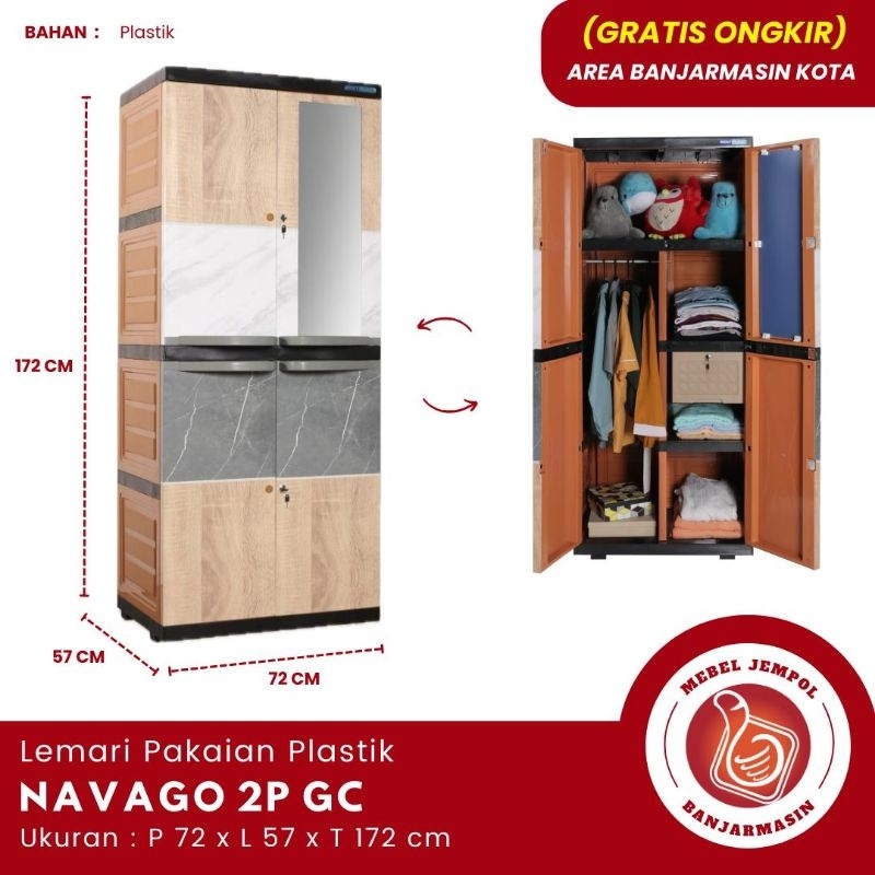Almari Pakaian Plastik Navago 2P GC