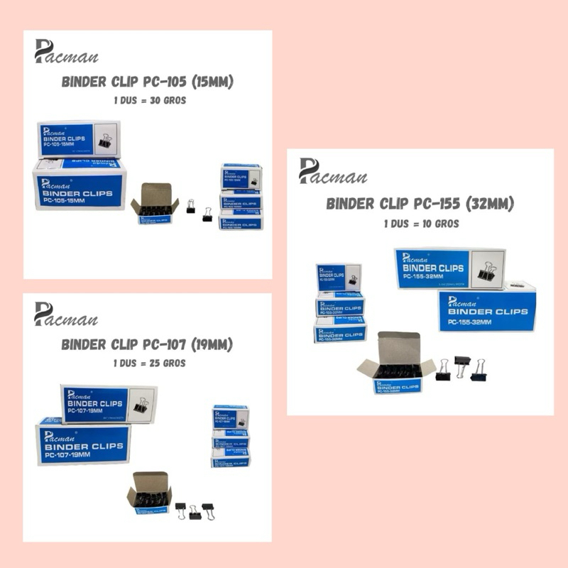 

(PACK) ATK Binder Clip Pacman 105 107 155 Isi 12 Pcs / Klip Penjepit Kertas