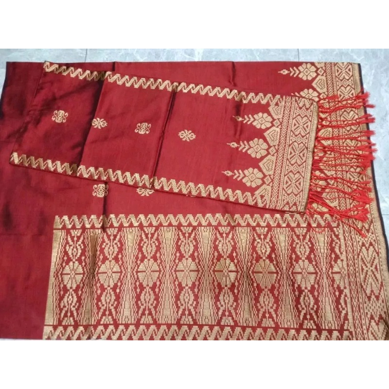Songket silungkang maroon gold