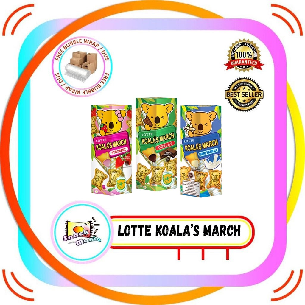 

Lotte Koala's March Chocolate Strawberry Vanilla Biscuits 37 gr Biskuit Isi Coklat Vanila Stroberi