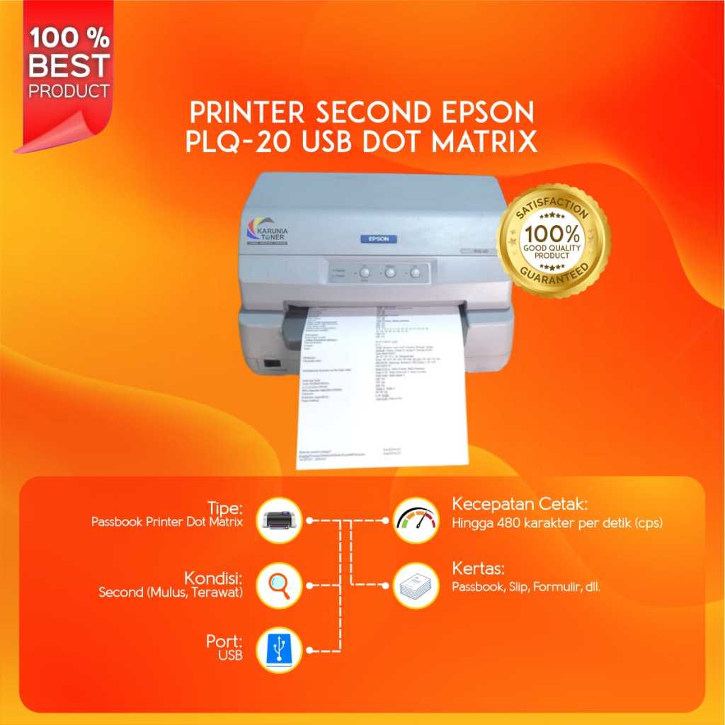 Printer Second Passbook Epson PLQ20 Plq 20 Plq-20 USB Dot Matrix Mulus Bergaransi