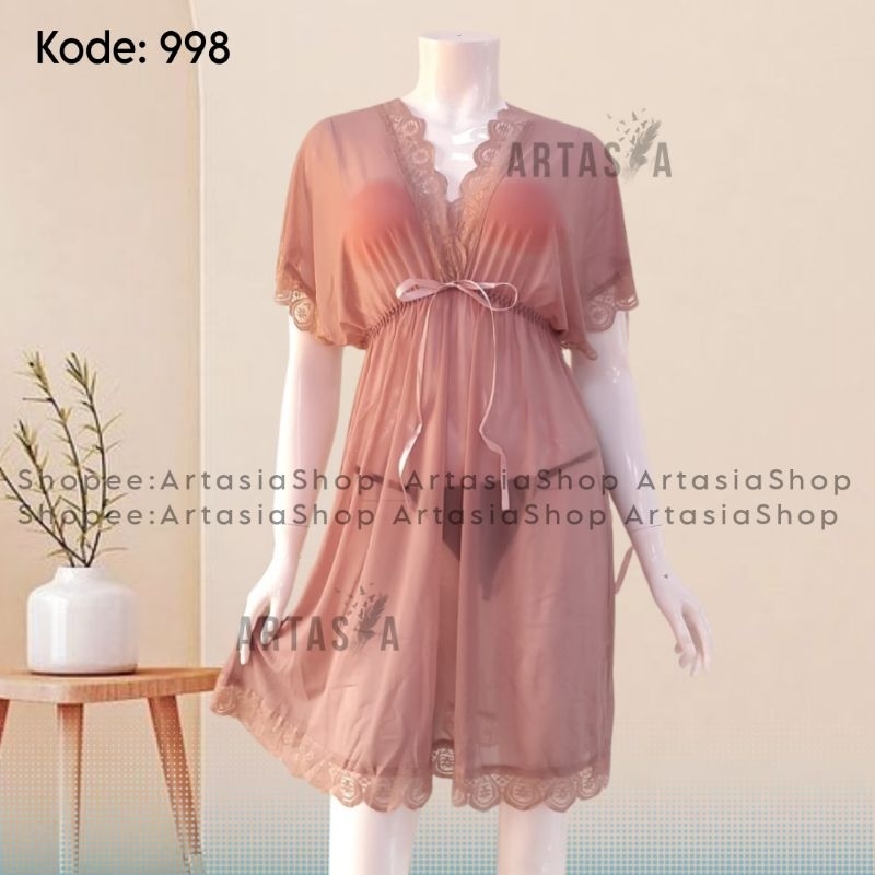 XXL XL L Premium Lingerie Ukuran Besar Jumbo Bigsize Transparan + Gstring Wanita Big Size  998