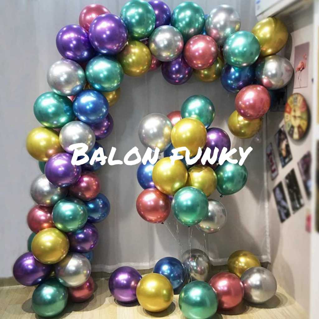 Balon Metalik Chrome 12 inch 50 pcs Berbagai Warna