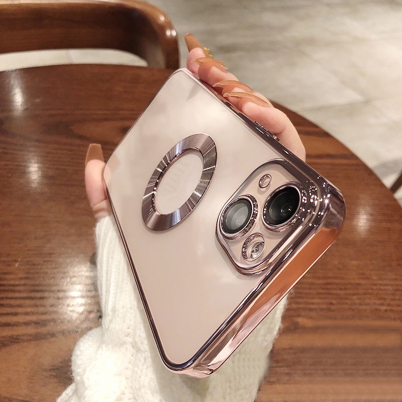 Rose Gold COlor Case plus LENSA PROTECTED Design 6D for iphone 15 Promax 14promax 13promax 12promax 