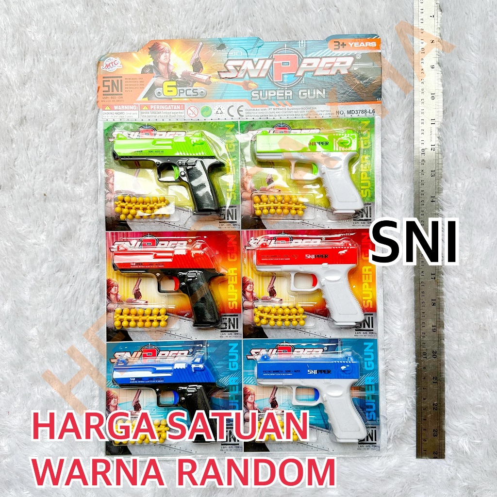 MAINAN NO. MD3788-L6 SNIPPER SUPER GUN PISTOL MAIN PERAN TEMBAK TEMBAKAN ADA PELURU BULAT KECIL KECI