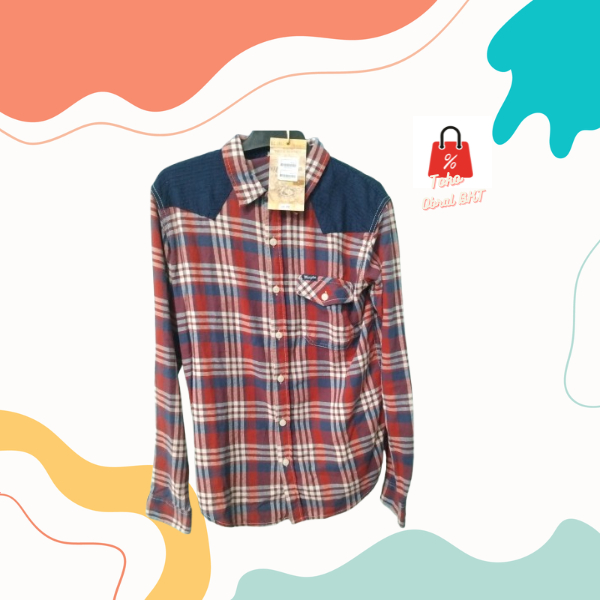 Kemeja Pria Kerah Shanghai Lengan Panjang Garis Garis