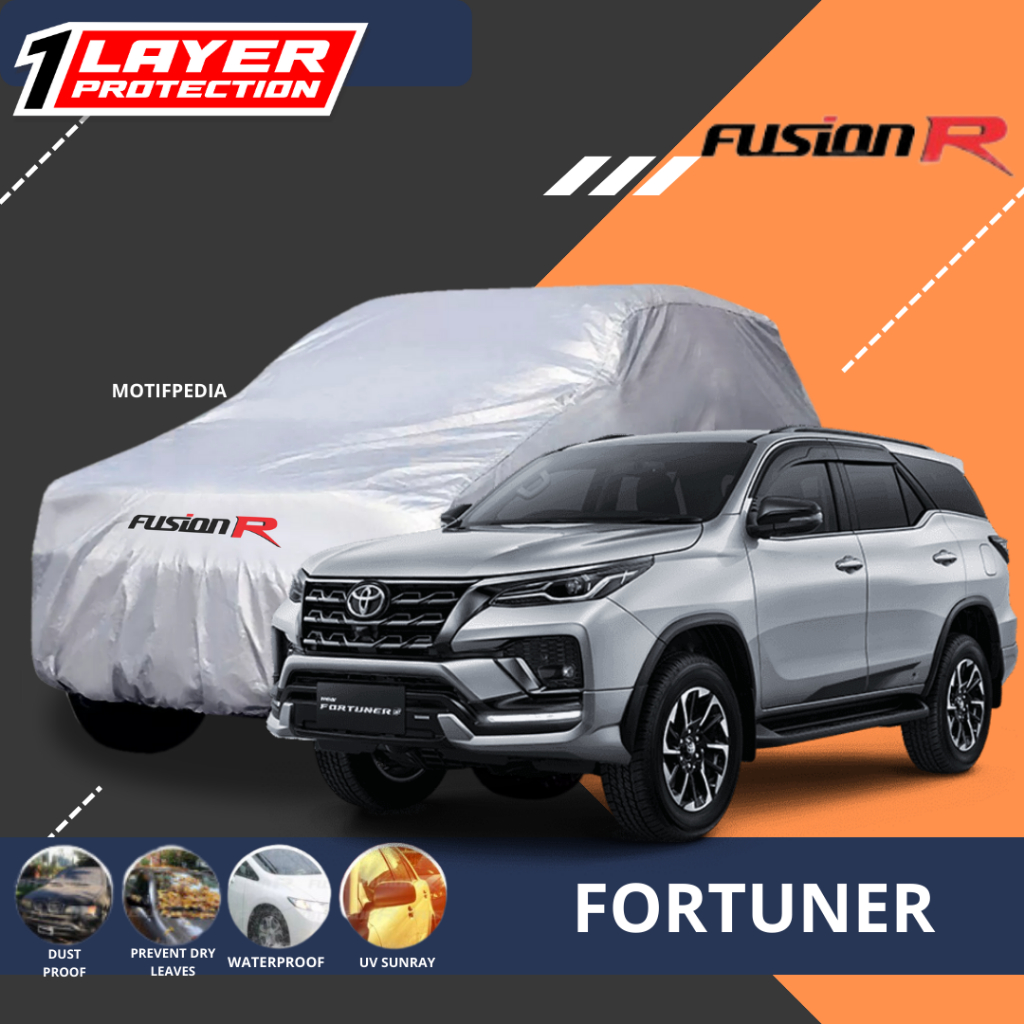 COVER MOBIL FORTUNER 1 LAYER FUSION R / SARUNG MOBIL PUTIH FORTUNER FUSION R