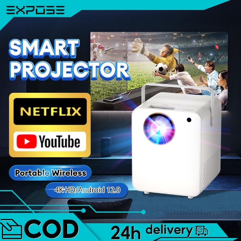 Proyektor mini Android TV 1080p Smart Proyektor 8000 Lumen Android 12.0 Ram 2G Rom 16G