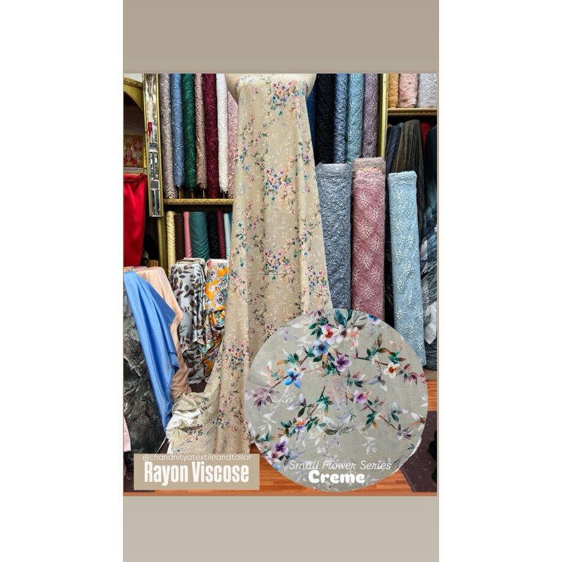 Kain Rayon Viscose Motif Bunga Kecil