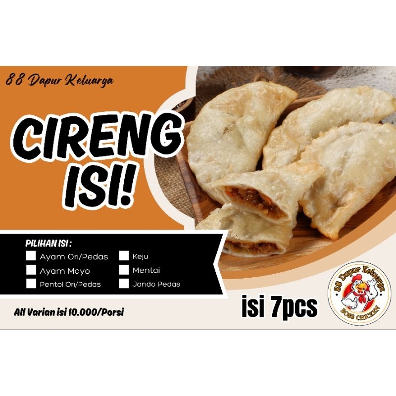 

CIRENG ISI AYAM ORI/PEDAS,AYAM MAYO,PENTOL ORI/PEDAS,KEJU,MENTAI,JANDO(FROZEN)