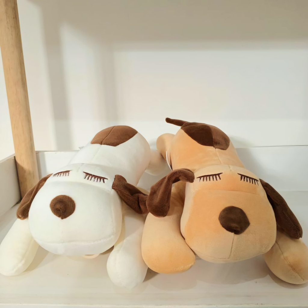 Boneka Anjing Empuk Halus Plush Hadiah Ulang Tahun Wisuda Coklat Putih Hewan