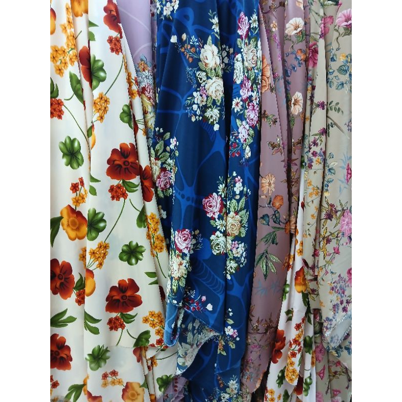 Kain/Bahan Wolpis motif abstrak//Bahan Wolfis premium motif bunga//Kain Woolpeach meteran