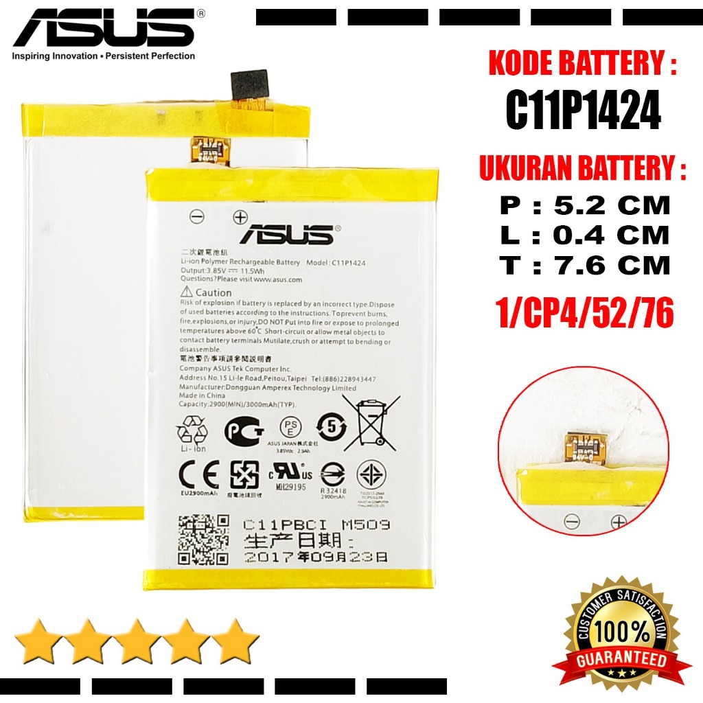 Baterai Baterry Batere Ze550ML Ze551ML Zenfone 2 5.5 inci C11P1424