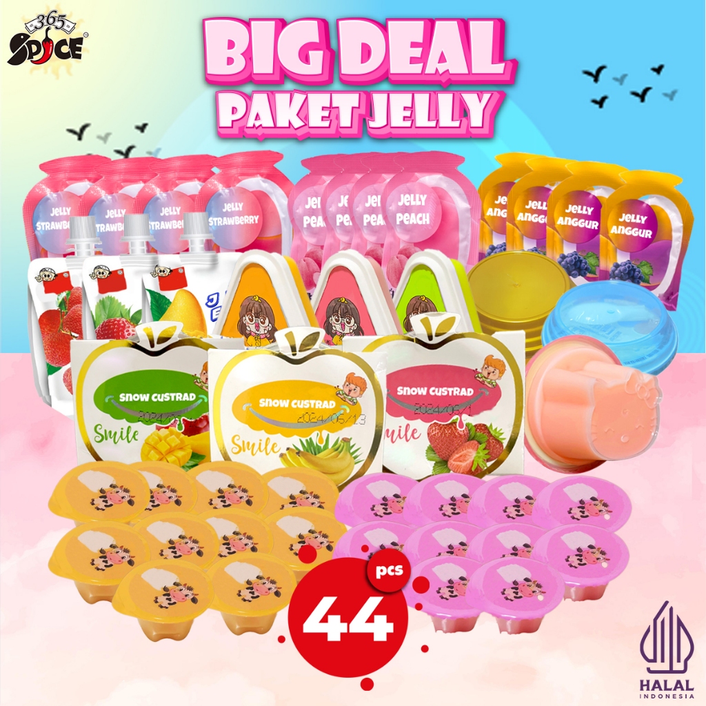 

Big Paket Puding Jelly Buah-buahan [44 pcs] MIX - Strawberry, Mangga, Yogurt, Anggur, Pisang, Leci - Pudding Silky Jeli Fruity Makanan , Food