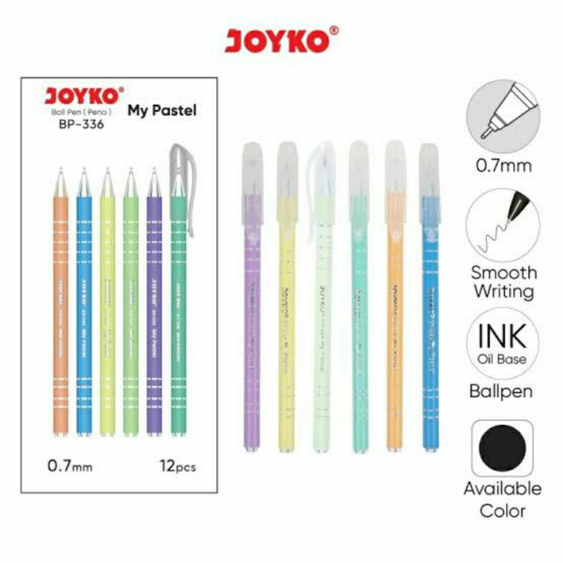 

Ball Pen Pulpen Pena Joyko BP-336 My Pastel 0.7 mm 1 Box 12 Pcs