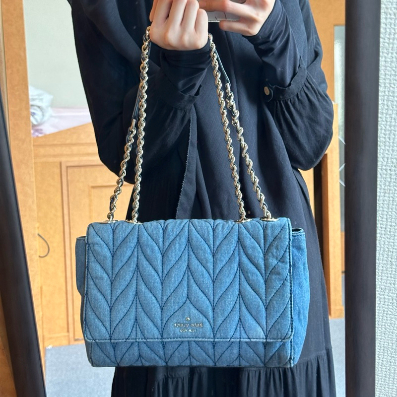 [READY INDO PL] KS kate spade denim bag tas PL branded authentic 100% tas branded denim tas rantai
