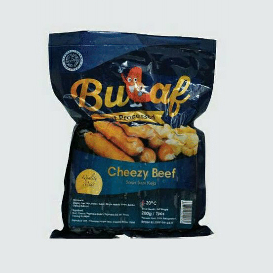 

Bulaf cheezy beef sausage 200gr 7pcs / sosis sapi TANPA PENGAWET / NON MSG (frozen)