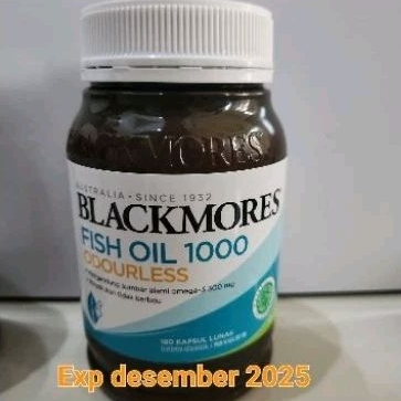 blackmores fish oil 1000 isi 180 kapsul lunak omega 3 minyak ikan DHA halal bpom