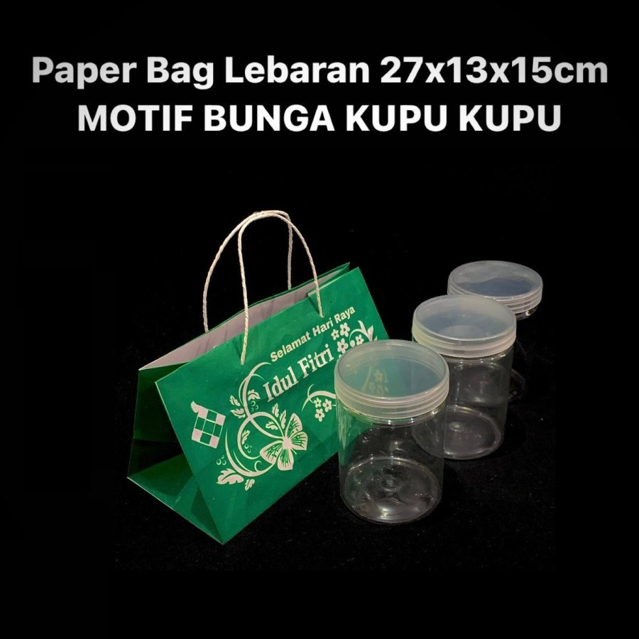 

( 5 pcs ) Paperbag Tenteng Packaging Kue Kering Lebaran Tas Jinjing 27x13x15 cm Muat 4 Toples Kuker 250gr