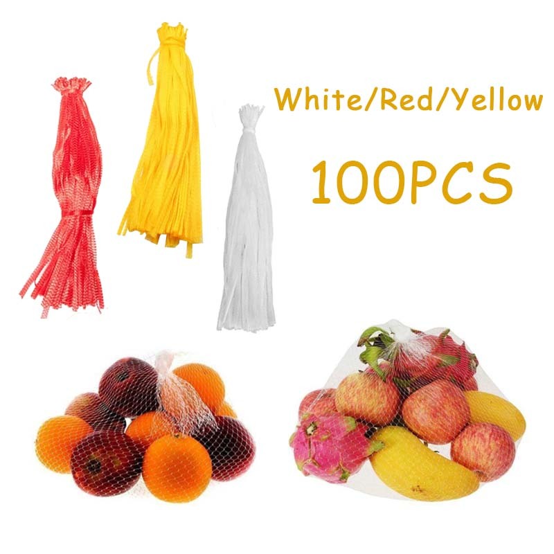 100pcs Jaring Untuk Buah Jaring Buah Buahan Kantong Buah Jaring Polinet Jaring Buah Bungkus Buah