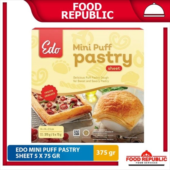 

Edo Mini Puff Pastry Sheet 375 gr Kulit Lembaran Adonan Pastri Halal