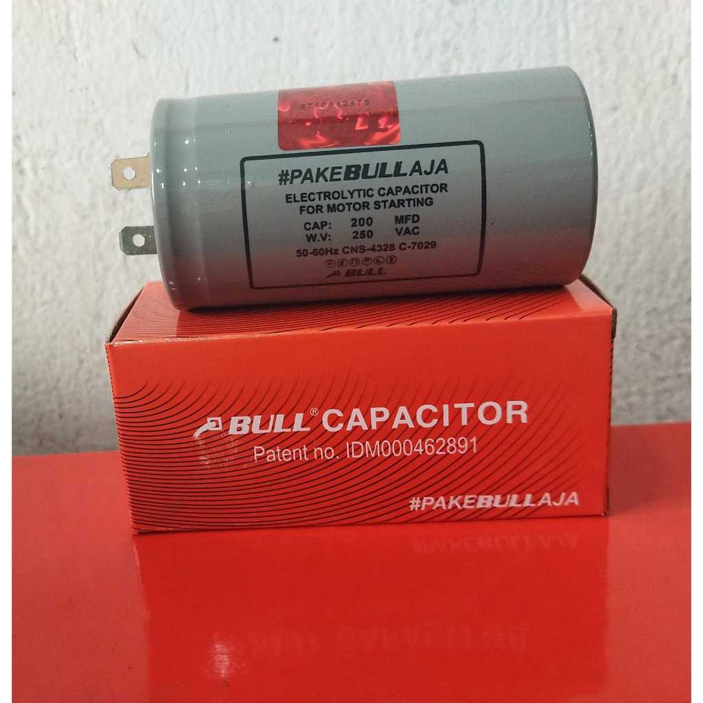 BULL CAPASITOR ELECTROMOTOR 200 MDF / KAPASITOR 200 UF/BULL STARTING KAPASITOR 200 UF KAPASITOR 200 