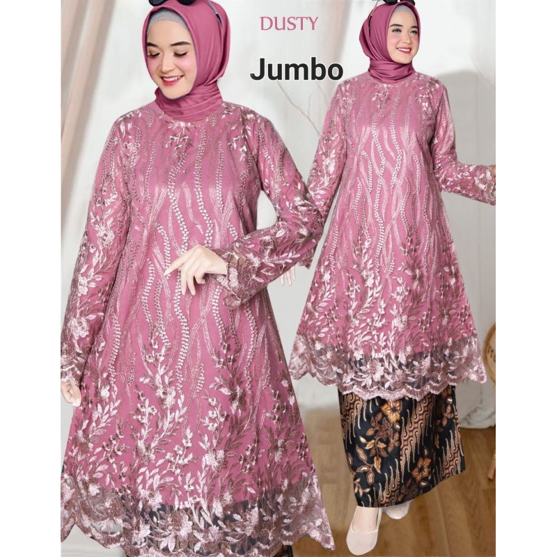 Atasan kebaya JUMBO brukat tile bordir mewah kebaya long tunik