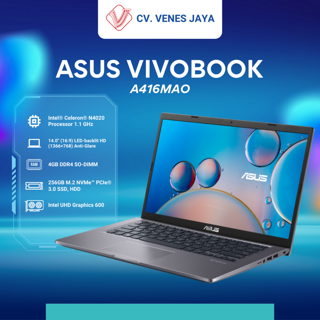 LAPTOP ASUS A416MAO FHD426 CELERON N4020, 4GB, 256GB SSD, 14", WIN 11 | laptop | laptop murah | lept