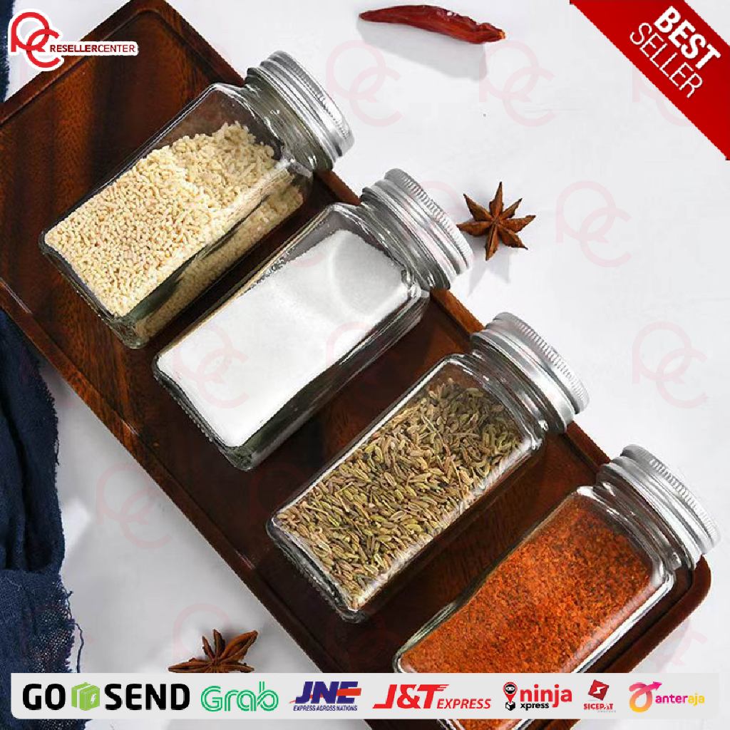 BESTPROMO [JAR BUMBU DAPUR 120ML] Botol Jar Kaca Bening Bumbu Dapur - 120ML