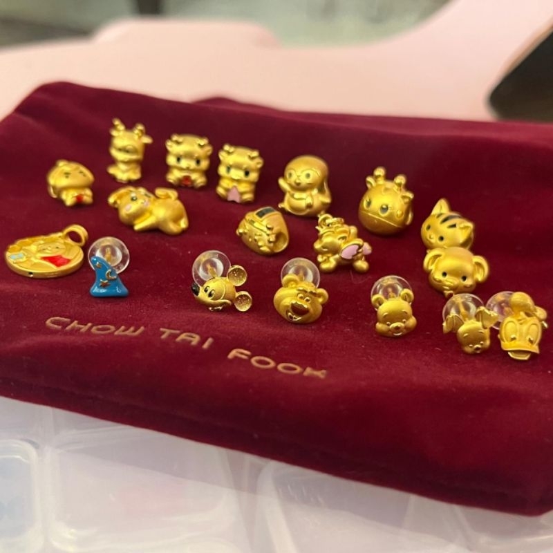 READY STOCK emas hongkong 24k CHARM & ANTING-ANTING & LIONTIN merk CTF / CHOW TAI FOOK CTF JAPAN dan