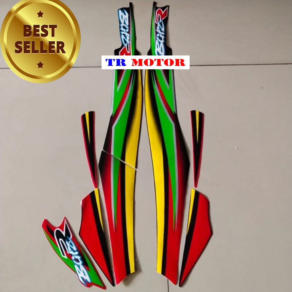 Striping stiker polet body motor Kawasaki Blitz R BlitzR merah stiker Lis body motor standar