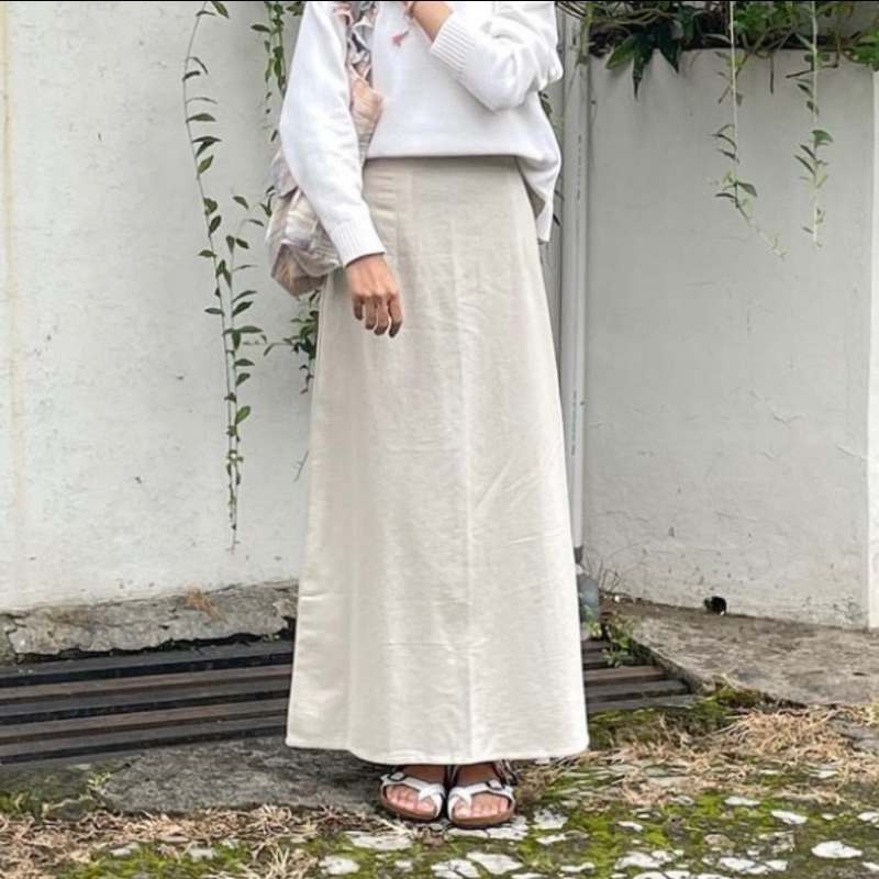 Reia Korean Skirt Rok Linen Rok Maxi Rok Pastel Rok A Line Rok Korean Skirt Linen Skirt