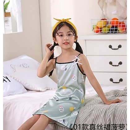 DRESS REMPEL ANAK PEREMPUAN MOTIF LUCU MODEL TALI KECIL