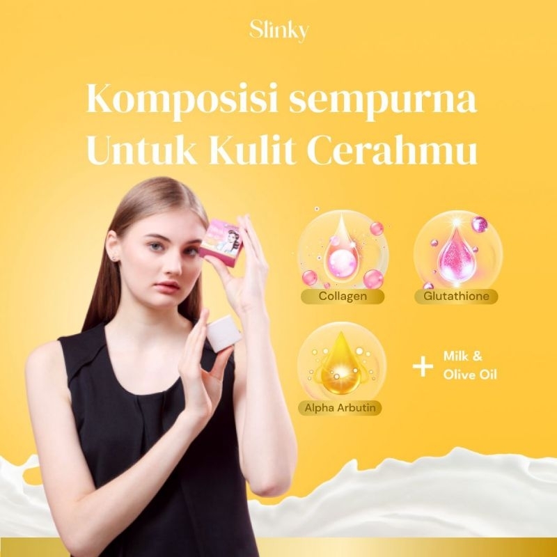 Sabun Susu Collagen SLINKY - Pemutih Badan Cerah Alami Original BPOM