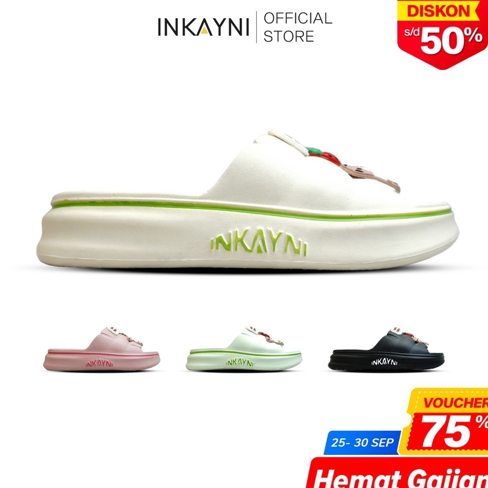 Hot Sell INKAYNI Sendal Selop Anak Perempuan Size 335 Anti Slip Motif Sweet Cream YK36