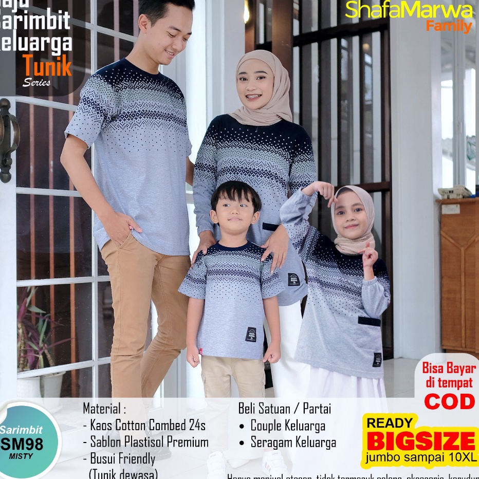 SHAFA MARWAH Kaos Sarimbit Keluarga Original  Baju Couple Atasan Tunik Family Set SM98 Misty