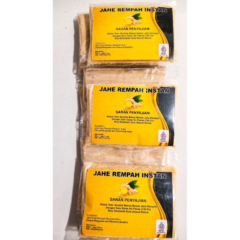 

jahe rempah instan 1 renceng isi 10 sachet tanpa pemanis buatan bersertifikat halal