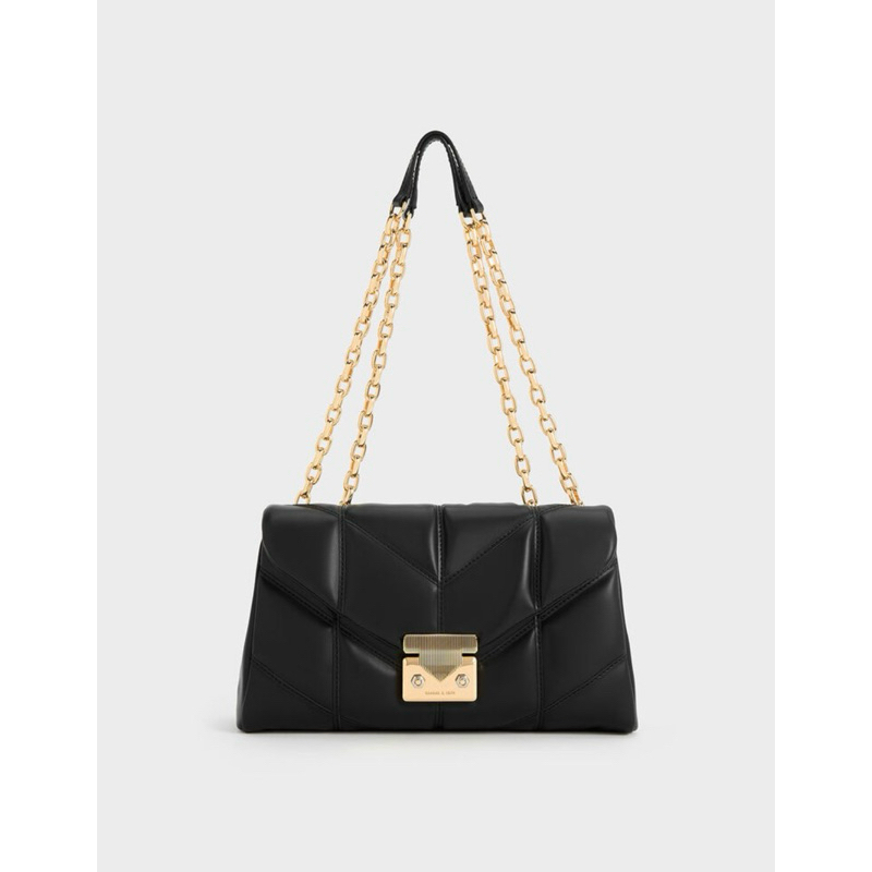 Tas charles & Keith Black Ori / CK2-20671469 / Tas Trapeze Eudora / Tas Branded [Jastip]