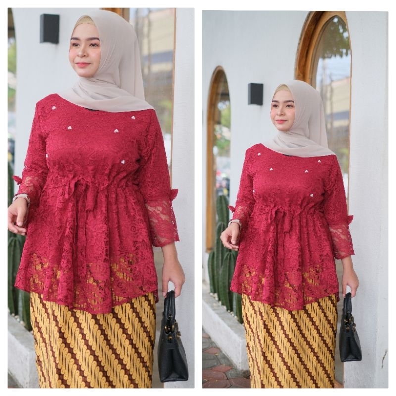 Atasan Brukat Kondangan Kekinian Busui Aktif Lapis Furing
