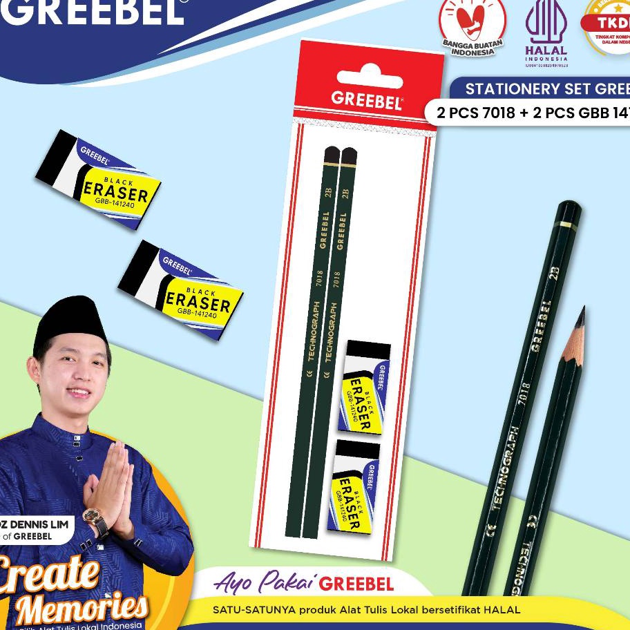 

AYO BELI GREEBEL Paket Alat Tulis PensilPensil 2B 718 2Pcs Eraser GBB14124 2Pcs