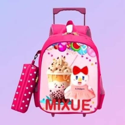 New Promo  troli mixue premium  tas roda anak perempuan  cod  bayar di tempat  tas dorong mixue
