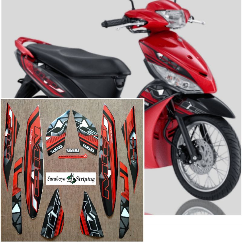 Striping sticker Yamaha Mio J merah tahun 2014