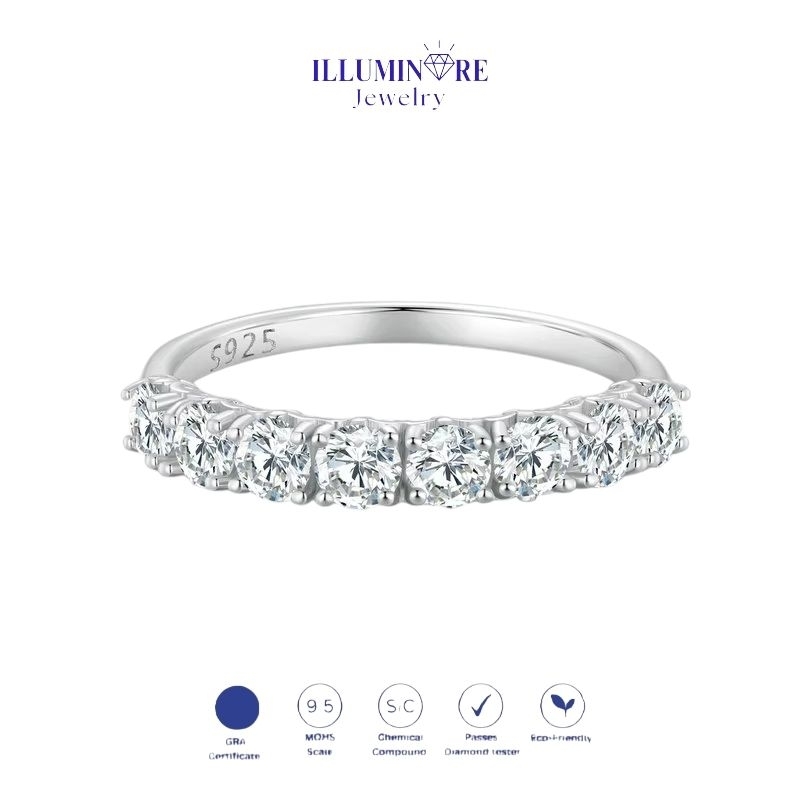 Illuminare-(100% Original) BM-RG15 Cincin Wanita Mewah Berlian Moissanite asli Perak Silver Sterling