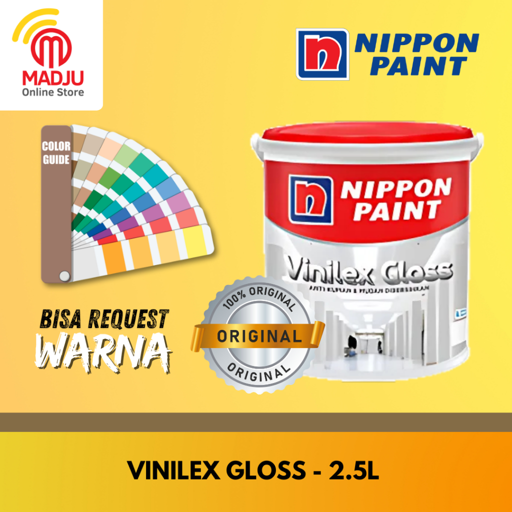 CAT TEMBOK GLOSSY NIPPON PAINT VINILEX GLOSS CAT DINDING LUAR DAN DALAM RUANGAN 2.5 LITER