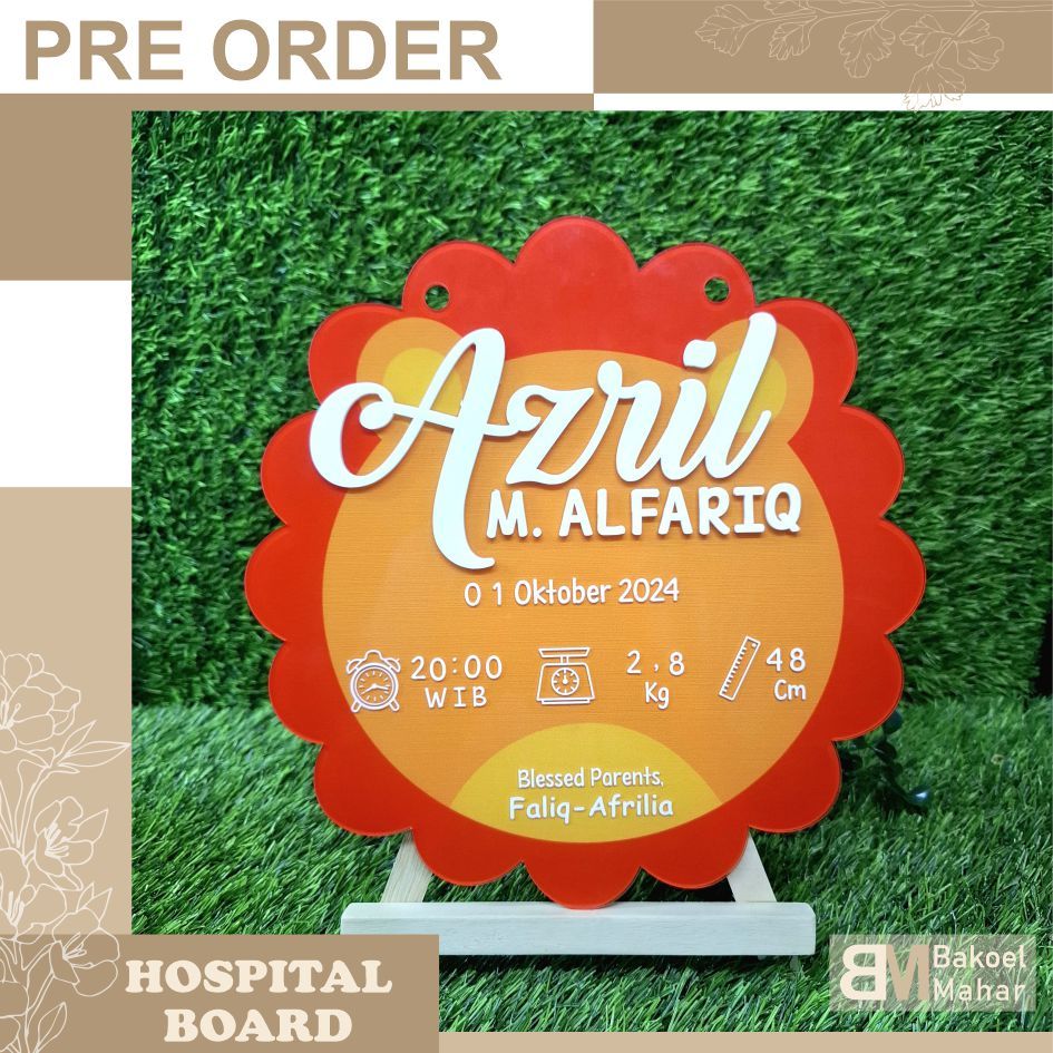 HOSPITAL BOARD BABY BORN AKRILIK/ PAPAN KELAHIRAN BAYI / PAPAN NAMA BAYI NEW BORN