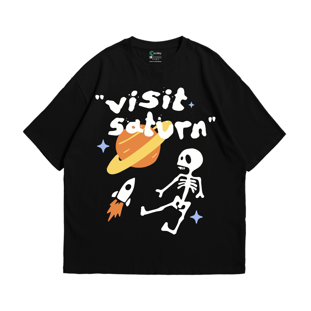 Cocoliey T-Shirt Pria Wanita Premium Cotton 24s Printing DTF - Kaos Street Wear Visit Saturn - Distr