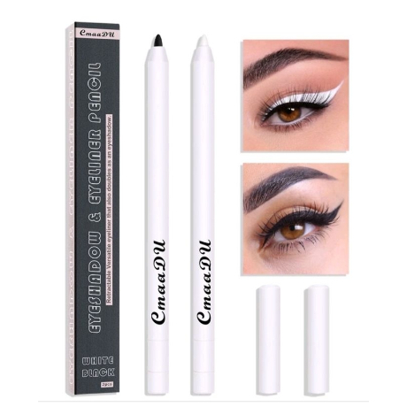 CMAADU EYESHADOW & EYELINER PENCIL Pensil Matte 2pcs Hitam & Putih Pencil Waterproof BEST