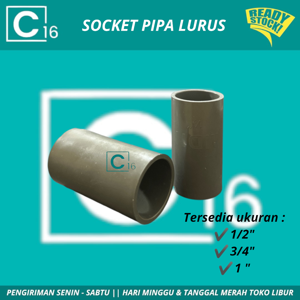 Sok Pipa PVC 1/2" 3/4" 1" Sock Socket Sambungan Pipa Lurus Pvc 1/2" 3/4" Termurah