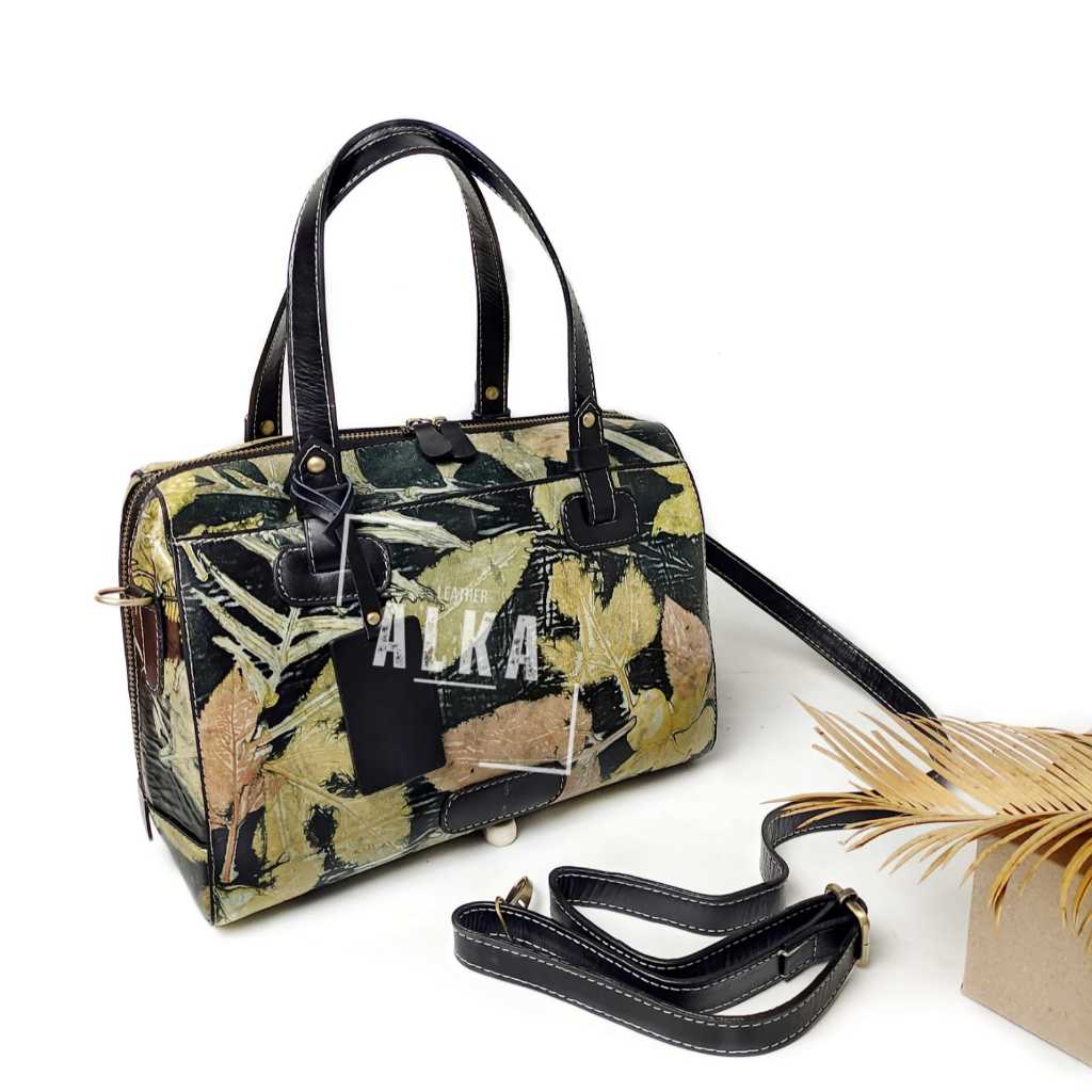 Tas Selempang Bahu Wanita Kulit Asli Garut Ecoprint